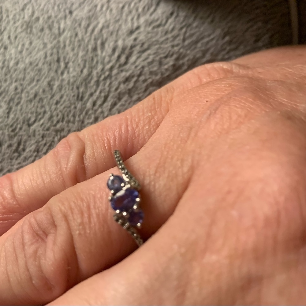 Genuine Tanzanite sterling silver ring 925 - Picture 3 of 4